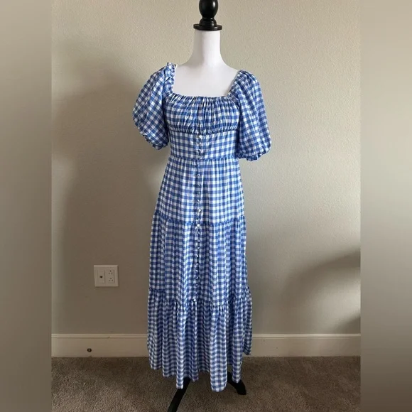 Hyacinth House Harper Maxi Dress Blue Gingham Tuckernuck - Picture 3 of 6